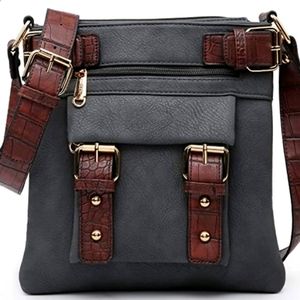 Leather dark gray NEW WITHOUT TAGS crossbow multifunctional bag flawless
